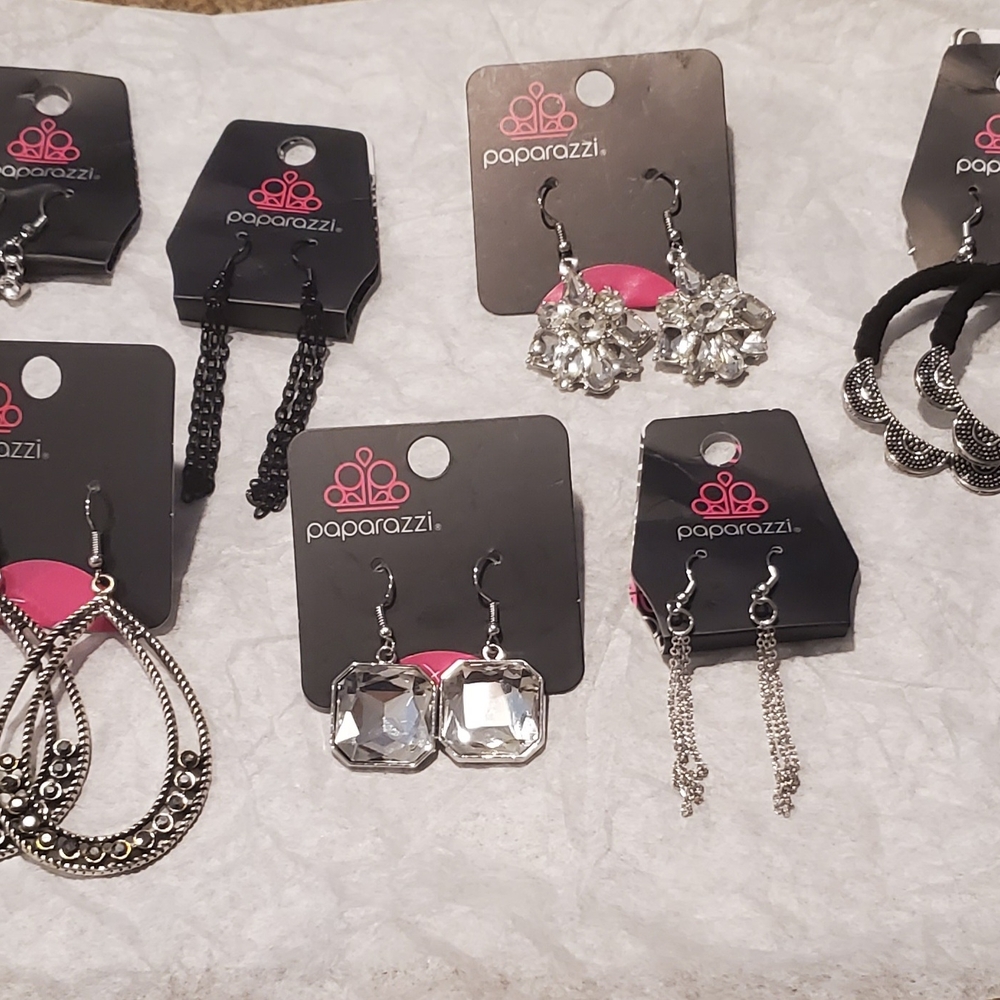 Paparazzi Silver and Black Earring Set